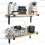 Hanah Home Lam001 Estantería de Pared de Madera y Metal Negro y Nogal
